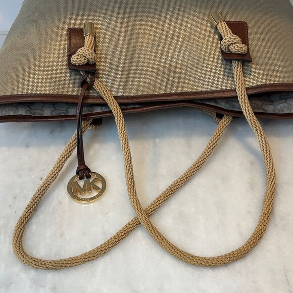 Michael Kors Purse Handbag Marina Large Canvas Tote - HTF Pocketbook - Picture 10 of 15